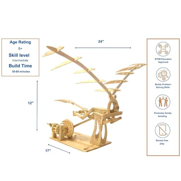 Pathfinders STEM Kit Leonardo da Vinci Ornithopter Model Set 3D Puzzle Engineeri - Picture 3 of 16